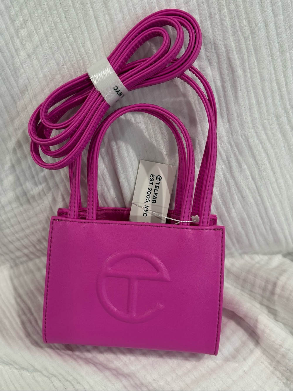Telfar Mini Shopping Bag in Fuchsia Pink